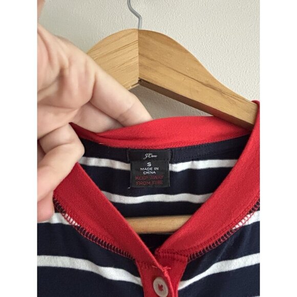 J Crew Union Suit Pajamas Striped Blue White Red Small One Piece Long John’s - Picture 4 of 11